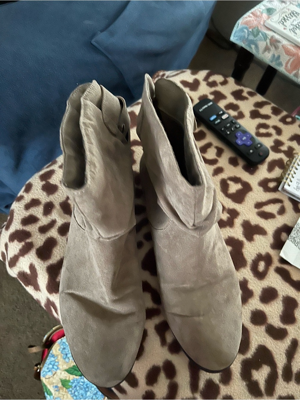 Women's Neutral Taupe Suede Ankle Booties - Versatile Slip-On Style